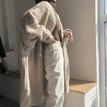 NEW Women Korean Casual Long Sweater Cardigan Soft Comfortable Solid Free Size Loose Long Sleeve Female Bat Sleeve Knitted